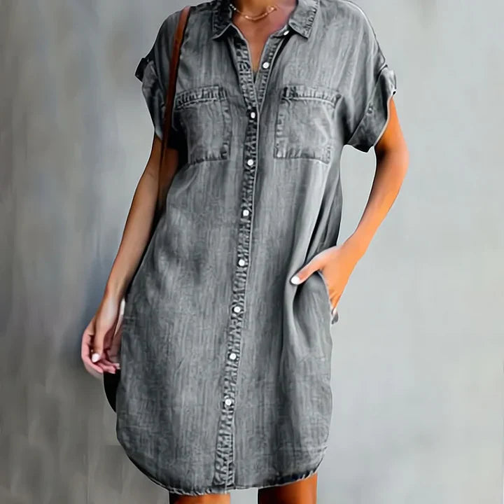 BRETTA – Premium Denim Mid-Length Dress