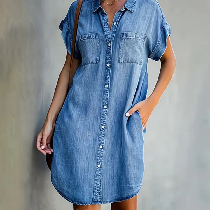 BRETTA – Premium Denim Mid-Length Dress